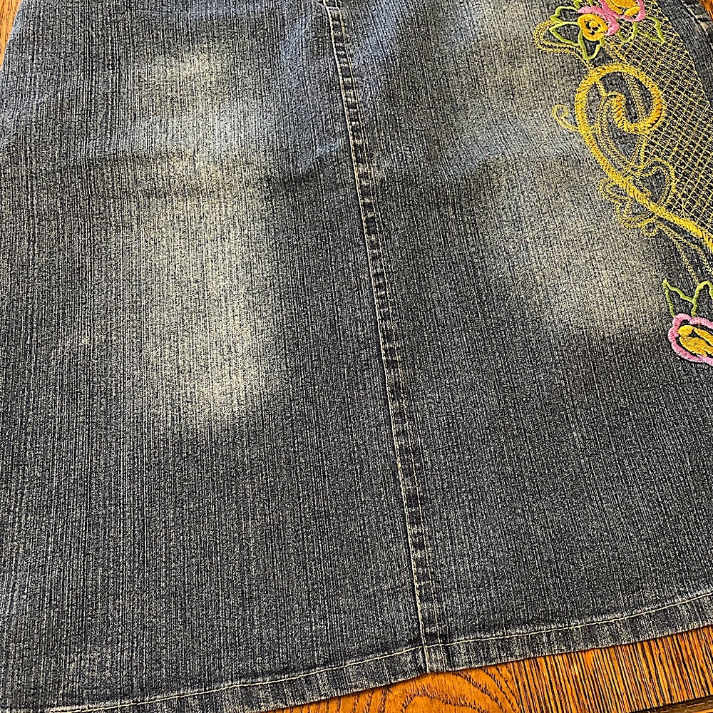 Vintage Embroidered Denim Skirt
